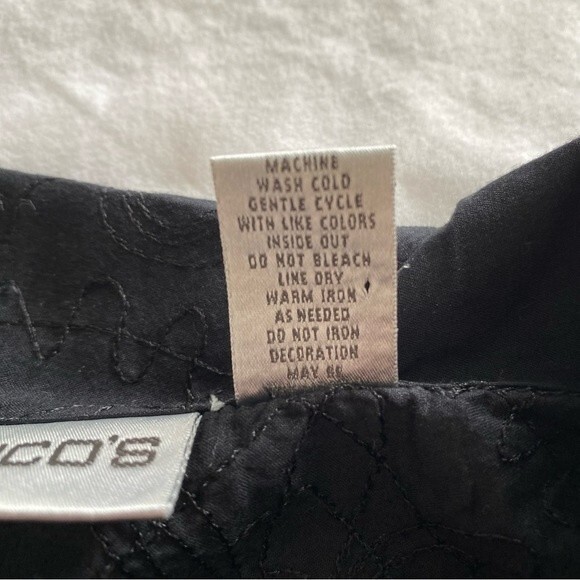 NWOT Chicos Embroidered Cotton Black Button Collar Long Sleeve Jacket Top SZ 12 - Picture 10 of 10